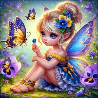 5D 钻石画套装 - 神秘仙女主题 | 圆形亚克力钻石 | DIY 工艺马赛克艺术 | 完整钻石艺术套装 | 编号画布 20x20cm | 无框创意礼物，适合特殊场合