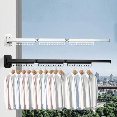 تجفيف قابل للطي غير مرئي، تجفيف قابل للسحب مثبت على الحائط من الألومنيوم للشرفة والداخل، بدون الحاجة إلى ثقب، شماعة تجفيف الغسيل