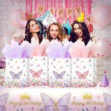 24pcs Gift Bags And Shopping Bags Party Gift Packaging Bag, Butterfly Printing Handbag, Shopping Bag, Birthday Gift, Party Gift, Hand-Held Paper Bag - Multicolor - View 8