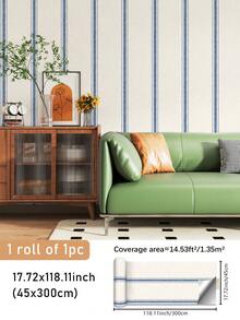 SUPSTICKER 1pc Multicolor Vintage Striped Self-Adhesive Wallpaper, Waterproof Removable PVC Wall Decor, Suitable For Bedroom, Kids Room, Study, 3 Sizes - Multicolor - View 14