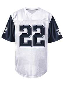 Men's Football Jersey 22 White  Embroidered Sports T-Shirt, Fitness Training Casual Short-Sleeved Shirt - 白色 - 查看 2