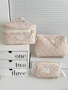 1 Pieza Bolsa de Maquillaje con Estampado Floral Rosa Corduroy Multifuncional Organizador de Cosméticos Portátil con Cierre de Cremallera para Cosméticos, Cuidado de la Piel, Lápiz Labial, Brochas, Crema de Manos, Auriculares, Monedas, Llaves, Artículos Pequeños para Uso en el Hogar, Viajes, Vacaciones y Escuela Bolsa de Maquillaje Bolsa de Cosméticos Bolsa de Artículos de Tocador Cubos de Embalaje Artículos Esenciales de Viaje Artículos Esenciales de Crucero Artículos Esenciales de Dormitorio Regalos de Dama de Honor, Regalos para Mamá, Regalos de Cumpleaños, Regalos para Amigos y Maestros