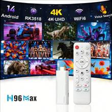 Caja de TV inteligente H96 MAX RK3518 Android 14 con núcleo cuádruple, 2GB 16GB, reproductor multimedia inteligente 4K con control de voz
