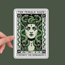 全息女性凝视贴纸、塔罗牌贴纸、职业女性贴纸、美杜莎贴纸、职业选择、水瓶贴纸、笔记本电脑、女孩力量 - 彩色 - 查看 2