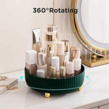 360°旋转化妆品及香水收纳盒，1个大容量梳妆托盘，多功能圆形化妆品收纳架，优雅设计，母亲节礼物