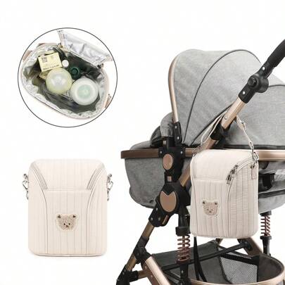 1 bolsa térmica portátil em formato de urso para leite materno, bolsa térmica para armazenamento de mamadeiras para mães que amamentam, organizador de acessórios para bomba tira-leite