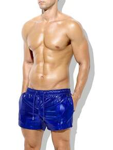 Men's Holographic Metallic Short Sparkly Shiny Short Pants Rave Outfit Hot Shorts With Pockets And Drawstrings - A6-blue-ck3118 - View 8