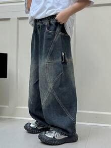 Gerade geschnittene Loose Fit Jeans für Teenager Jungen, geeignet für Alltag, Schule, Lässig und Outdoor, Herbst