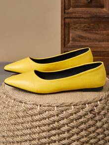 MonaNise Women's Pointed Toe Fashion Low Vamp Flats, Outdoor Casual Wear, Purple, Champagne, Red, Yellow, Black