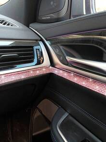 DIY Rhinestone Stickers, Shiny Car Decor Strips/Photo Frame Stickers/Creative Rhinestone Stickers - Dusty Pink - View 3