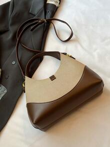 女士手提包和单肩包，时尚优雅简约商务休闲复古马鞍包，棕色 - 棕色 - 查看 5