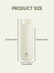 18oz Stainless Steel Insulated Water Bottle, Leakproof Portable Travel Mug With Straw For Hot And Cold Beverages For School, Gym, Office, And Outdoor Multiple Occasions - Milky White - View 8