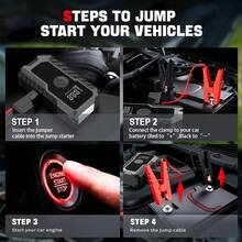 Car Emergency Starter - 6500A Car Emergency Starter Battery Pack, Suitable For Gasoline Engines Up To 10.0L  Engines Up To 8.0L, 12V Portable Car Battery Emergency Starter Box With 3.0-Inch LCD Display. - 黑色的 - 查看 3