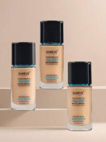 Saniye Base de Maquillaje Profesional 3 Tonos Claros Medianos y Oscuros Cobertura Perfecta para Todo Tipo de Piel Ligero y Duradero 24 Horas Sin Cuartearse u Oxidarse Ideal para Piel Mestiza Morena y Trigueña - 105 - Ver 4