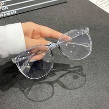 Oversized Oval Frame Transparent Lens Glasses, Women's Anti-Fatigue Computer Gaming Glasses - Multicolor - View 2
