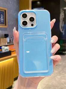 2 in 1 Süßigkeiten-Farbige Kartenfach Handyhülle kompatibel mit iPhone 16 15 14 13 12 11 Pro Max 16Plus, einfache stoßfeste klare weiche Hülle, wasserdicht, kratzfest und sturzfest - Himmelblau - Übersicht 3