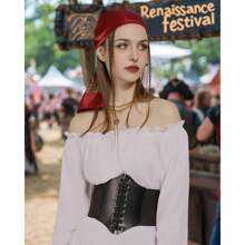 4-Piece Pirate Costume Accessories: Headscarf, Belt, Necklace, Hat, Eye Mask, Essential For Women's Pirate Costume Party Masquerade, Party Costume Cos Suit, Halloween Costume Prop Combination