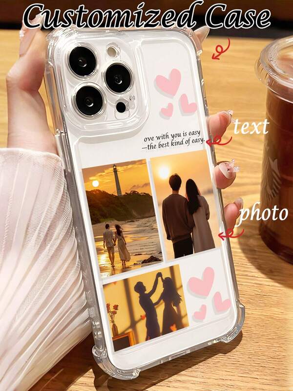 1 pieza Funda protectora personalizada para teléfono con forma de corazón romántica y personalizada con foto y texto, adecuada para A13, A14, A15, A16, Capability A33, A34, A35, A52, A53, A54, A55, S20, S21, S22, S23, S24, S25 Ultra Plus, 11, 12, 13, 14, 15, 16 Pro Max, Selección de temporada, 2025phonecase, Fundas de teléfono lindas, Regalo de aniversario, Versión internacional, No la versión nacional, Regalo de cumpleaños, Estética Y2K