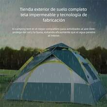 Carpa al aire libre impermeable y resistente a los rayos UV, carpa automática de apertura rápida para campamentos, carpa plegable para playa para 2-4 personas con dos puertas y dos ventanas - Verde - Ver 6