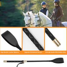 PU皮革马鞭，柔软马术鞭，带防滑编织手柄和腕带，马术训练配件 - 彩色 - 查看 5