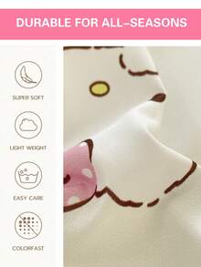 SANRIO 可爱印花 2/3 件床上用品套装 - ///（1 件羽绒被套 + 1/2 件枕套，无填充物）卡通全尺寸，柔软舒适，适合宿舍、家庭卧室、酒店、所有季节，带拉链开合和枕套，多色耐用，超大床上用品，超大羽绒被套套装 - 心跳kt貓 - 查看 6