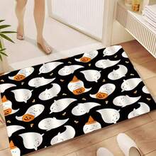 1pc Halloween Pumpkin Themed Bathroom Mat, Super Soft Absorbent Carpet, Non-Slip Washable Shower Tub Mat, Home Holiday Decor Accessory, 2D Flat Print 50x80cm