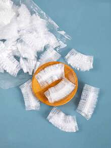 100个透明一次性免洗浴帽，防水弹力浴帽，加厚大号，高弹力，用于沐浴和头发护理，方便旅行携带 - 無色 - 查看 5