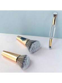 4-In-1 Multifunctional Makeup Brush, Detachable Brush For Contouring, Foundation And Touch-Ups, Transparent Model, Portable, Long And Soft Bristles - Dorado - Ver 4