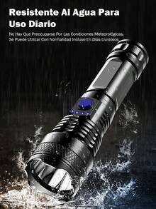 Linterna portátil multifuncional LED para exteriores, con batería de litio y material de alta resistencia, 5 modos, linterna recargable con zoom, batería externa para cargar teléfonos, pantalla del nivel de batería en tiempo real, adecuada para uso en exteriores, hogar, senderismo, ciclismo, pesca, coche, iluminación de emergencia - Negro - Ver 10