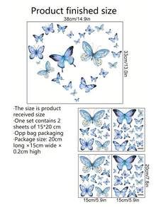 1pc Luminous Blue Butterfly Pattern Sticker With 25 Dots, Removable Waterproof Vinyl Stickers, Glowing In The Dark, Suitable For Living Room, Bedroom, Bathroom Wall Decoration, Home Decorbaby Shower Family Decorations Gifts - Multicolor - View 13