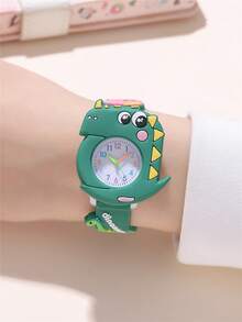 Cute Dinosaur Pattern Cartoon Children's Watch, Student Watch - Green - View 2