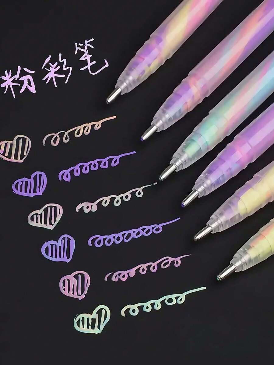 1支/3支/6支/12支/18支/24支彩色螺旋中性筆（6支/盒）隨機配色款式，夢幻塗鴉彩虹筆，一筆多色，學生專用彩色卡紙筆，專業繪圖藝術筆，適合送給家人、朋友、同事的禮物，文具、學校用品、開學用品