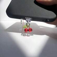 Cute Dust Plug Cherry Bell Mobile Phone Charging Hole Dust Plug Pendant Jewelry Plug Pendant High Sense. - Multicolor - View 3