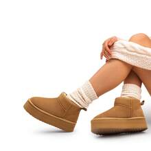 Women's Wide-Lasting Thick-Soled Snow Boots Are Fashionable And Comfortable For Commuting And Suitable For Daily Wear Autumn And Winter Boots - màu nâu đỏ - Xem 3