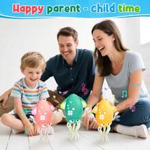 ODAPTO 电动跳舞章鱼玩具，音乐跳舞机器人，电动爬行章鱼玩具，带 LED 灯和音乐，灵活避开障碍物，同步声光，适合男孩和女孩的音乐玩具