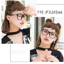 1pc, Elegant Oversized Square Frame Clear Lens Glasses - Stylish Minimalist Fashion Eyewear For Computer Use -  Design For Women And Men With Clear Vision, Photo Prop Accessories - 黑色 - 查看 8