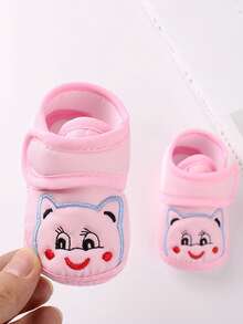 Par de zapatos y calcetines para recién nacidos niños y niñas, con diseño lindo de gato bordado, antideslizantes, suaves y adorables para primeros pasos