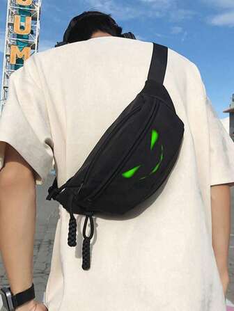 Cross Print Minimalist Casual Messenger Bag For Men