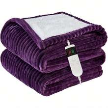 Electric Blanket Heated Throw, Soft Flannel Heating Blanket With 8 Hours Auto Off 10 Fast Heating Levels Machine Washable Sherpa Heated Blanket With Overheating Protection