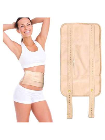 1 Pack Castor Oil Heating Pad - Reusable Adjustable Heating Pad Set, For Liver Care, Sleep Aid, Liver And Abdominal Muscle Support, To Improve Blood Circulation And Digestion (No Castor Oil) (Khaki)