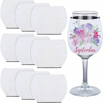 10pcs White Neoprene Glass Cup/Bottle Sleeves, DIY-Able Patterns Suitable For Parties
