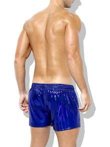 Men's Holographic Metallic Short Sparkly Shiny Short Pants Rave Outfit Hot Shorts With Pockets And Drawstrings - A6-blue-ck3118 - View 7