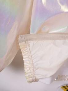 1pc Young Girl' Fashionable Short Jacket, Unisex Casual Iridescent Zipper Hooded Outerwear, Spring/Autumn