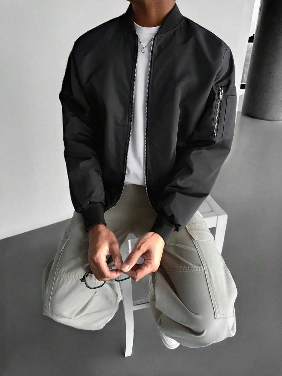 1pc Men's Casual Loose Fit Jacket, Versatile For Commuting, Outdoor, Hiking, Spring/Autumn, Grunge