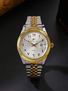 RICECGO 男士经典石英表，圆形表盘带日期显示，不锈钢表带，适合日常佩戴，是生日和商务人士的理想礼物。 - 彩色 - 查看 14