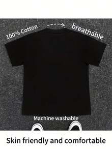 Camiseta Esencial de Navidad de Jesús, Camiseta Negra para Fiestas de Navidad y Atuendo Casual, Perfecta para Actividades Festivas para Reuniones Familiares, Nochebuena, Año Nuevo, Ropa Festiva, Ropa de Temporada, Top de Manga Corta, Diseño Festivo - Negro - Ver 3