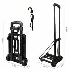 Folding Hand Truck With 4 Wheels, Lightweight Dolly Cart With Wheels Foldable, Expandable Baseplate Utility Luggage Cart Compact For Travel, Moving And Office Use, Easy To Store - màu đen - Xem 3