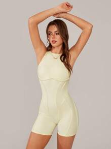 NcmRyu 1 buc salopetă modelatoare pentru femei, fără sudură, elastică, la modă, versatil, sexy, fără spate, control al abdomenului, ridicare, Slim Fit, yoga, alergare, fitness, dans, sporturi în aer liber, salopetă modelatoare