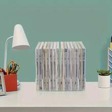 Organizador Transparente de DVD/CD que Ahorra Espacio - Soporte de Almacenamiento de Fácil Visualización para Entretenimiento en Casa y Oficina, Regalo de Navidad Perfecto - Blanco - Ver 8