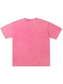 Don Julio 1942 Gentleman's  T Men's Retro 230g Washed Cotton T-Shirt, Printing Grunge Style, Street Clothes, Large T-Shirt - Pink - View 2
